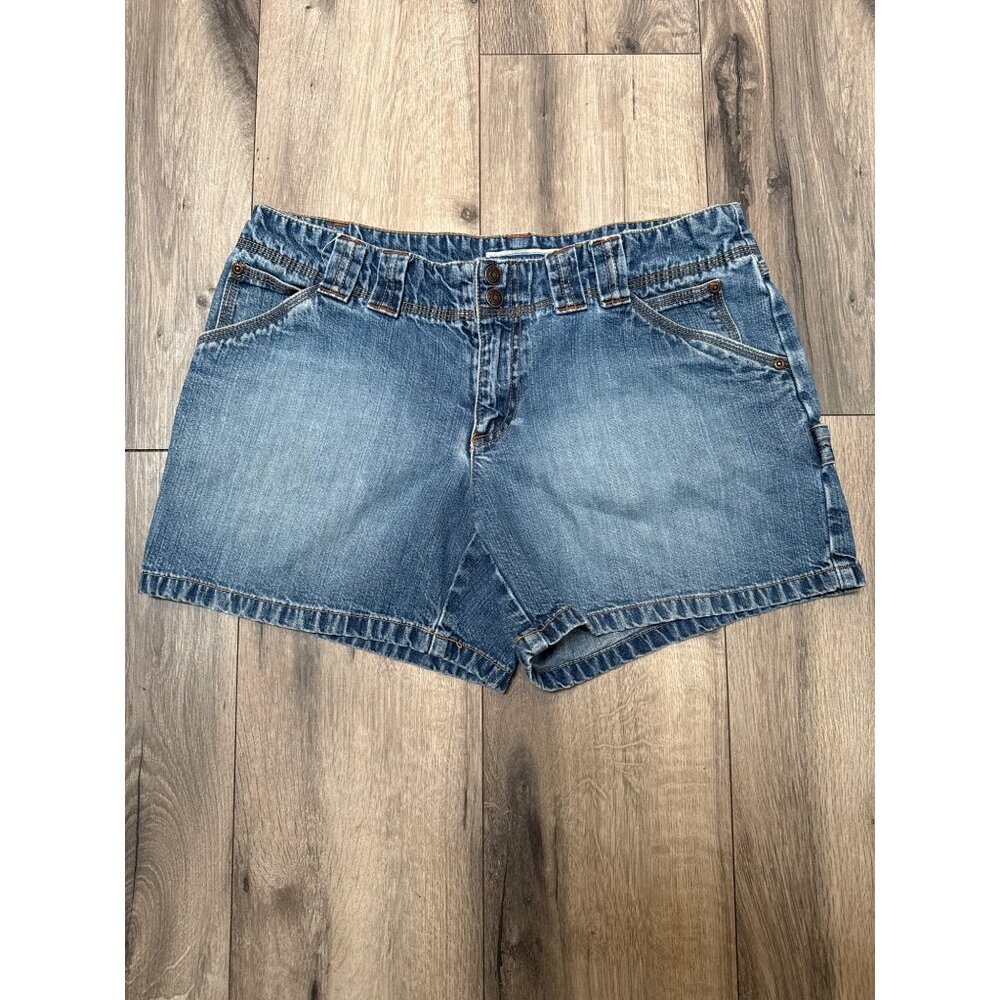 Old Navy Womens 10 Denim Mid-Rise Blue Jean Shorts With Elastic Waist & Pockets